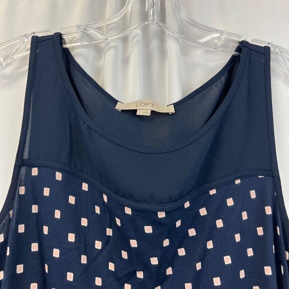 Ann Taylor Loft Sleeveless Geometric Print Top Navy/Pink Size Small - Picture 3 of 8